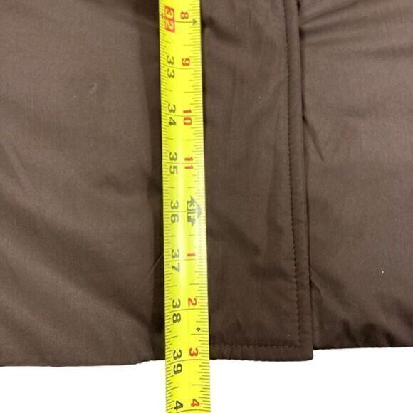 Anne Klein Rabbit Fur Trimmed Coat Sz M Brown Down Filled Belted Classic Jacket - Picture 16 of 16